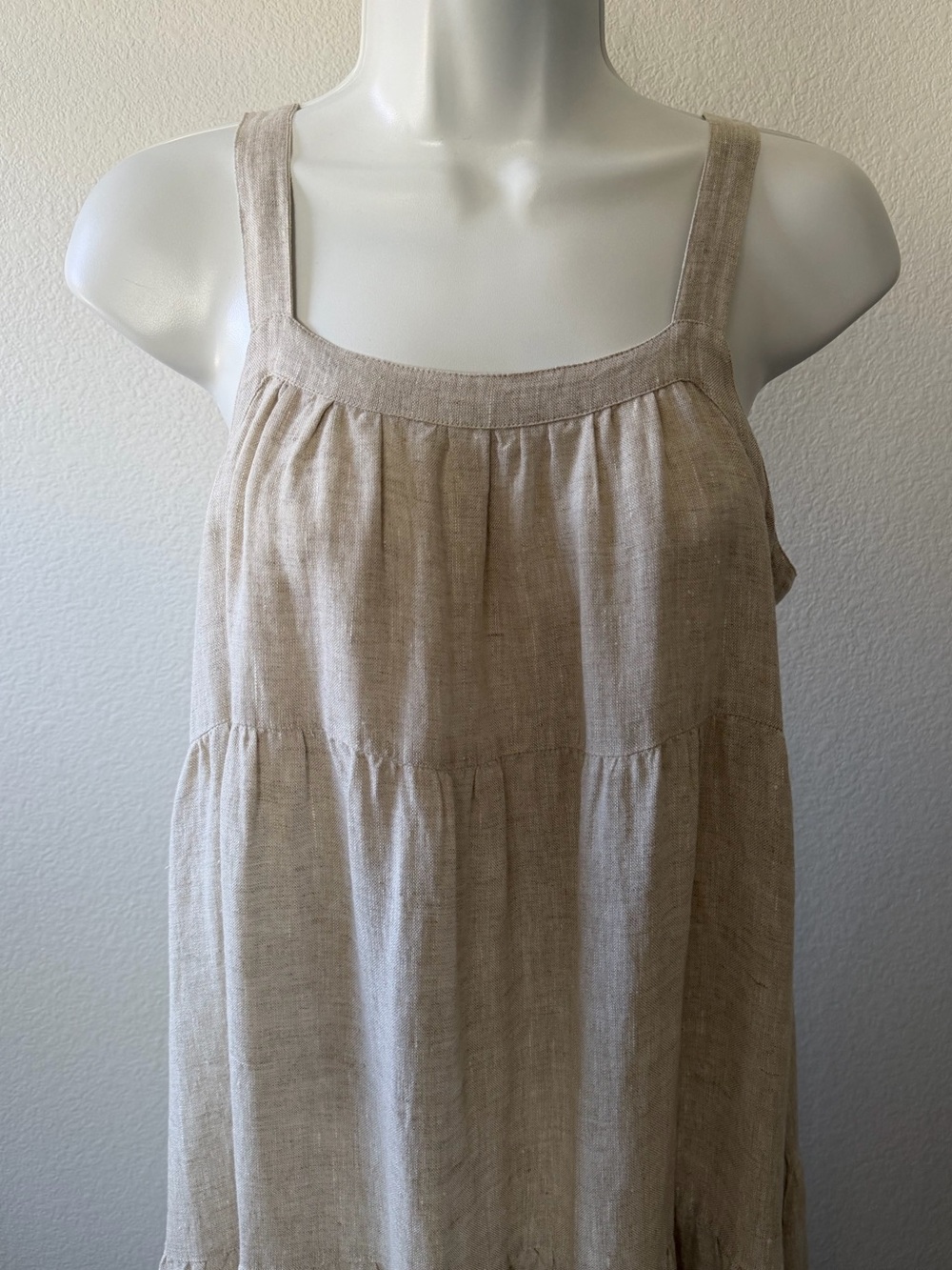 Anthropologie Laude The Label Strappy Tiered Natural Linen Maxi Dress Size XS - Picture 5 of 15